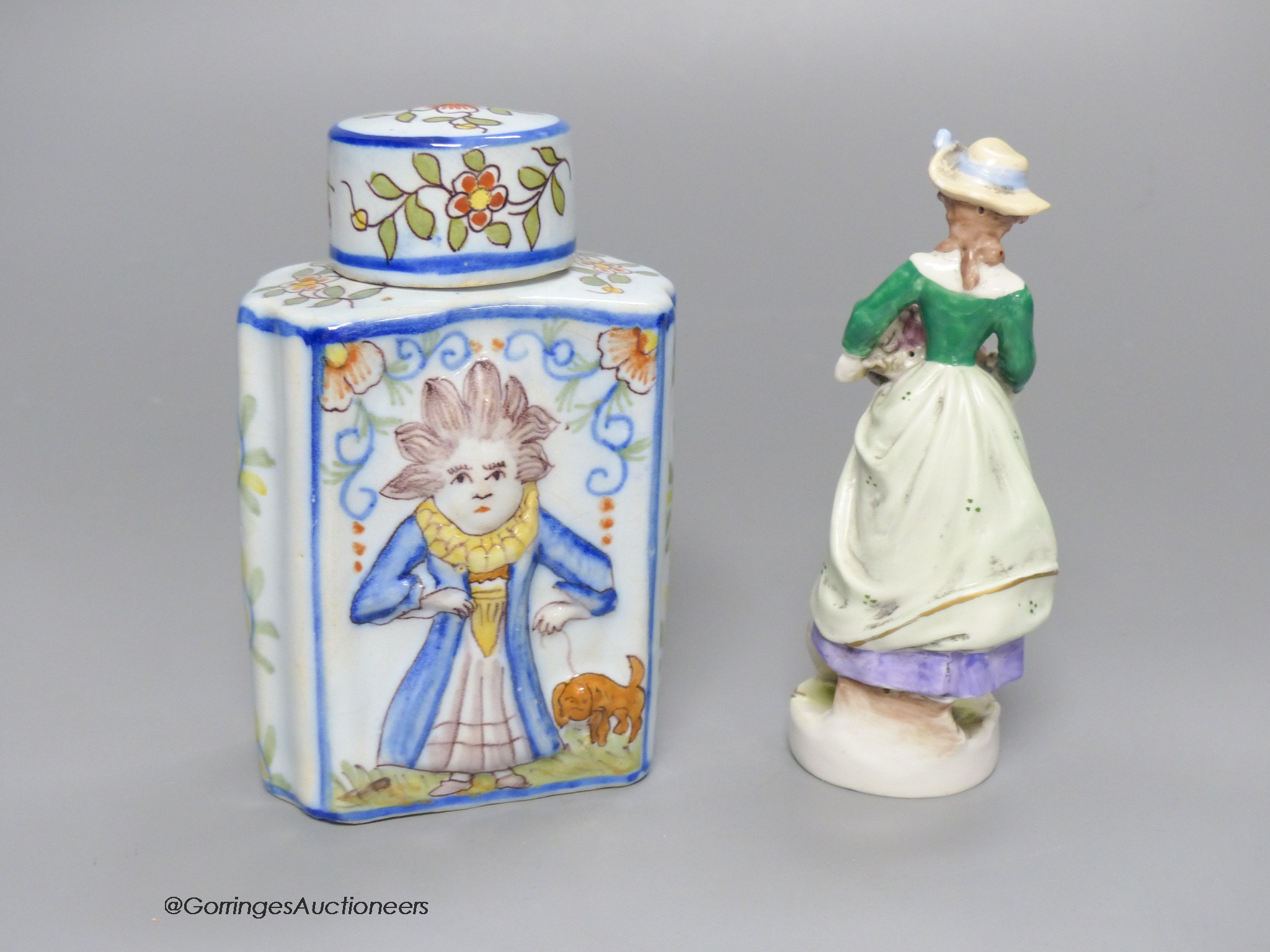 A French Faience tea caddy, casket, and other continental ceramics